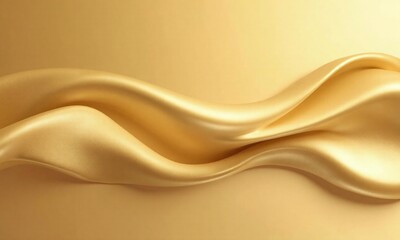 Fototapeta premium Golden flowing waves smooth metallic curves abstract design