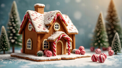 Vintage Gingerbread House Christmas Card