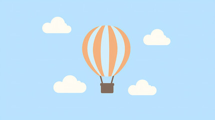 Colorful hot air balloon flying in the sky with clouds