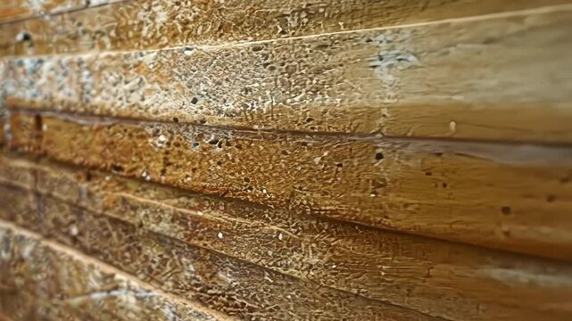 A closeup of a wall made from rammed earth demonstrating the beauty and strength of this ecofriendly building material.