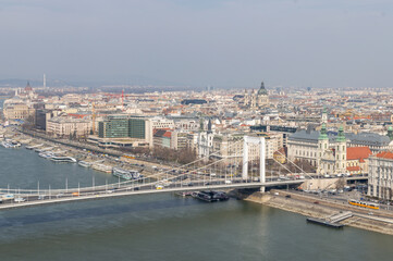 Obraz premium cityscape view of elizabeth bridge in budapest 