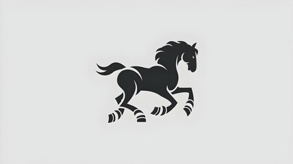 Minimalistic illustration of a galloping horse with stylized hooves
