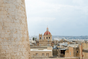 Aerial view of Victoria from the citadel. Gozo Island. Malta