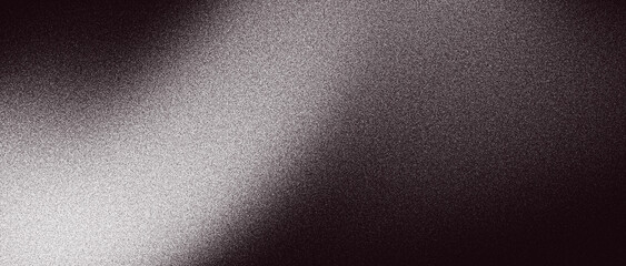 Grainy background black white, dark gray abstract noise texture gradient shape, monochrome banner header cover wallpaper design