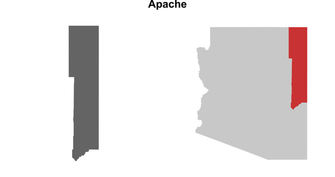 Apache County (Arizona) blank outline map set