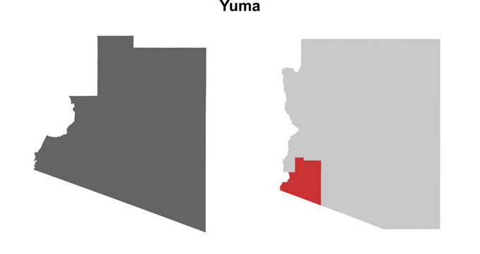 Yuma County (Arizona) blank outline map set