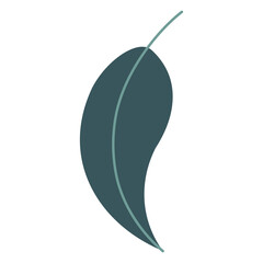 This image is an isolated illustration of green leaves in a minimalist style, set on a transparent background in PNG format. 