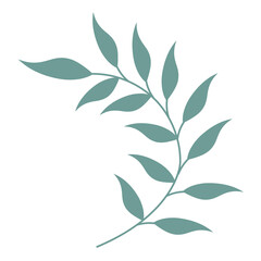 This image is an isolated illustration of green leaves in a minimalist style, set on a transparent background in PNG format. 