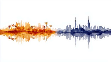 Obraz premium Serene Watercolor Landscape Painting View