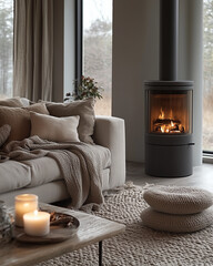 living room with fireplace