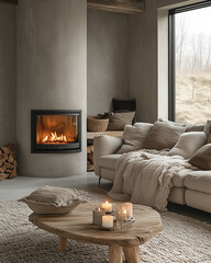 living room with fireplace