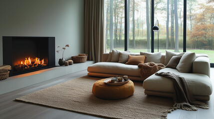 living room with fireplace