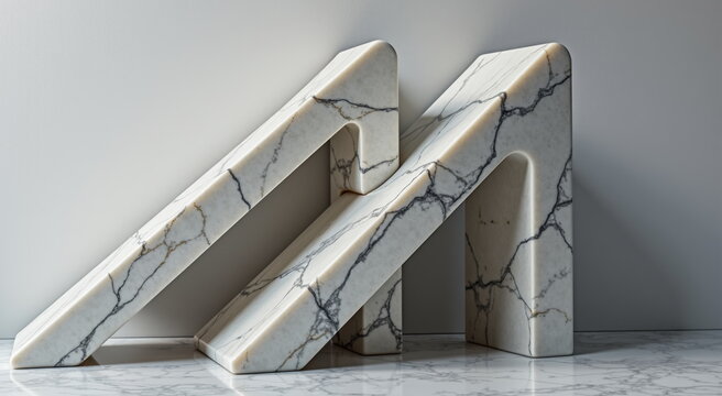 Elegant marble letter M sculpture - perfect for luxury branding, interior design blogs, architectural websites, or high-end product photography - Powered by Adobe