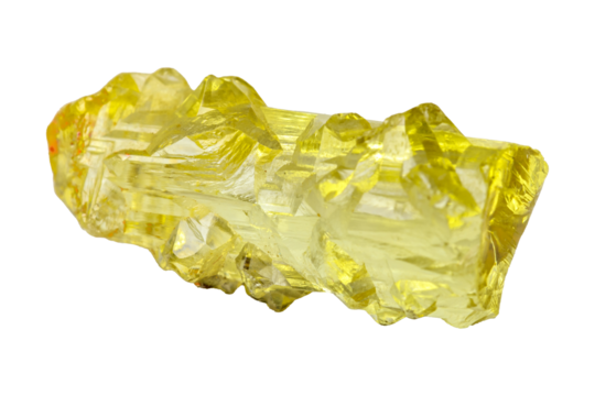 Beryl heliodor mineral stone on white background close up.