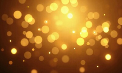 Obraz premium Golden bokeh background magical glowing particles soft focus