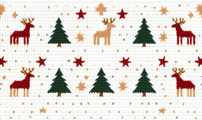 A festive Christmas sweater pattern, featuring traditional holiday motifs like snowflakes, reindeer, and Christmas trees, bringing warmth and cheer to the season