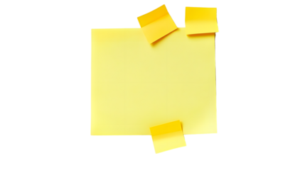 Yellow sticky post it note isolated on transparent or white background, png