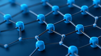Image of abstract blue molecular structure and beautiful scientific background in biotechnology and nanotechnology.