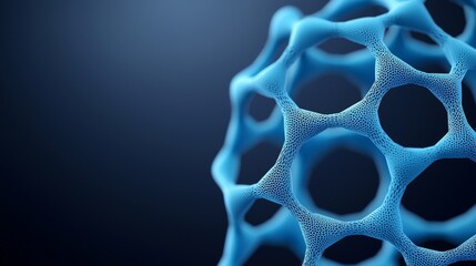 An abstract digital representation of hexagonal carbon bonds in a fluid, dynamic pattern