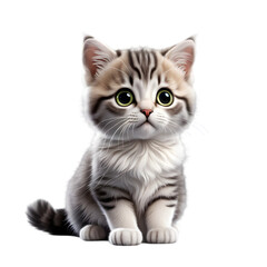 Obraz premium A cute 3D icon of a small, playful cat with round eyes and soft fur.