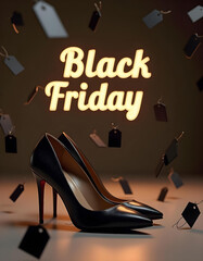a poster with a black shoe on it that says black friday