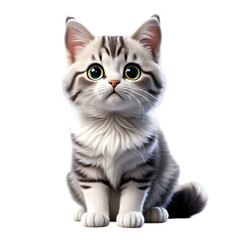 Obraz premium A cute 3D icon of a small, playful cat with round eyes and soft fur.