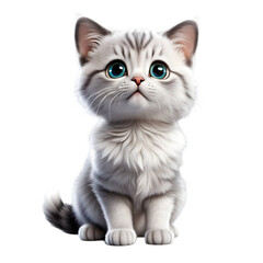 Obraz premium A cute 3D icon of a small, playful cat with round eyes and soft fur.