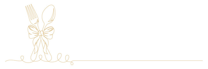 cutlery continuous line art vector