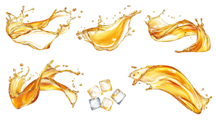 Cold Drink Splash With Ice on Transparent Background Generative AI