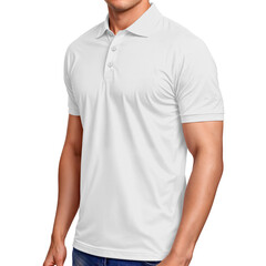 Man Wearing a White Polo Shirt with Comfortable Fit and Classic Design for Casual Wear