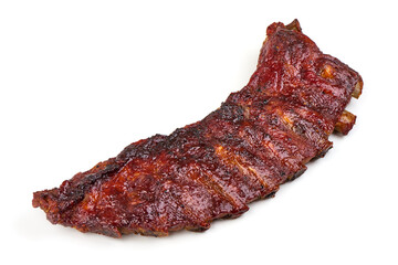 Delicious Grilled Ribs, isolated on a white background. Close-up.