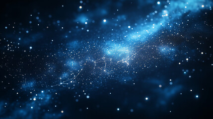 Fototapeta premium Illustration de constellations célestes et ciel nocturne avec étoiles lumineuses et nébuleuses éthérées