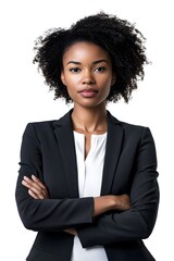 Afro American business woman portrait isolated on white background
