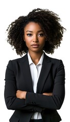 Afro American business woman portrait isolated on white background