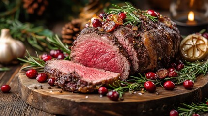Roasted Beef Tenderloin with Holiday Garnishes