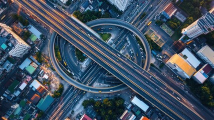 Naklejka premium Aerial View of a City Highway Intersection
