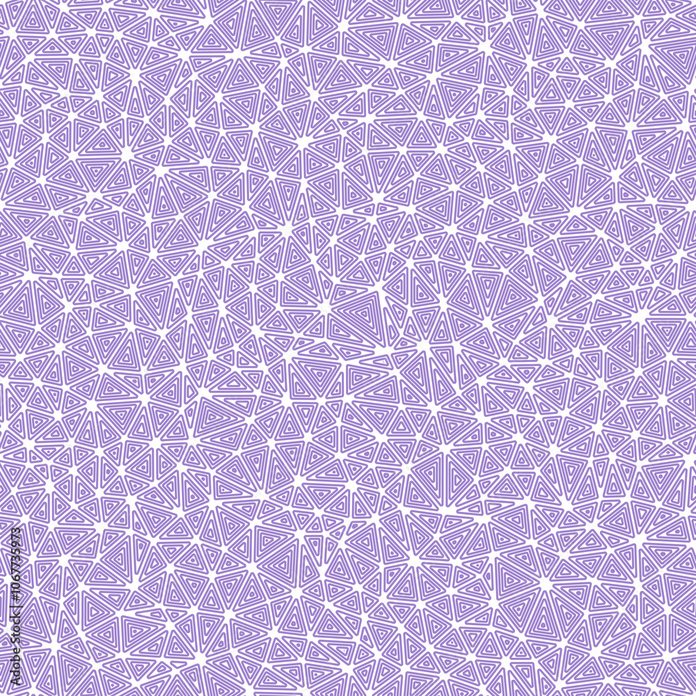 Poster mosaic triangles shapes background. multiple repeated inner triangles. small shape size. solid color