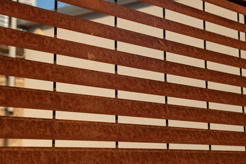corten steel grate, suitable for contemporary architecture projects, for industrial design and resistance to atmospheric agents. example of a modern divider and shading suitable for multiple design.