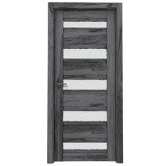 3d render gray door with glass transparent background