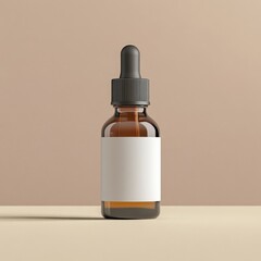 Blank label dropper flacon on a neutral background, great for mockup and branding purposes.