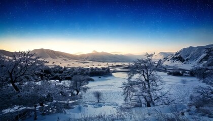 Obraz premium Postcard style winter landscape.