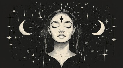 Celestial Boho Hand Drawn Logo Design for Beauty Products, Cosmetics, and Market Packaging