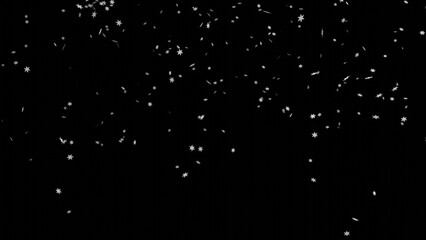 Falling snowflakes on black background. Snowfall on black background.