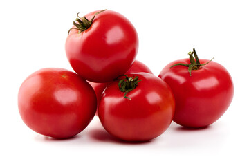 Fresh ripe tomatoes isolated on white background.