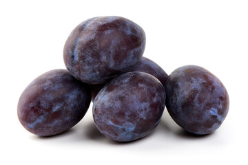 Red plums, isolated on white background.