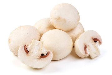 Champignons, close-up, isolated on white background.