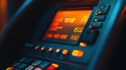 Close-up of a bank deposit machine screen