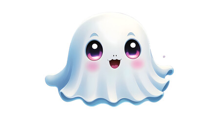 Obraz premium Adorable Kawaii Ghost Cartoon with Cute Expressions and Playful Charm