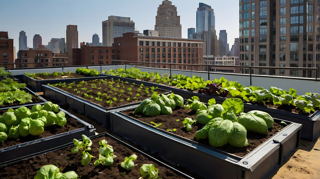 Huerto en la azotea con cultivo de hortalizas y vegetales
