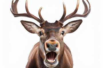 Naklejka premium Animal con sombrero de navidad enojado y sorprendido aislado sobre fondo png transparente con una expresión divertida y emocionada.